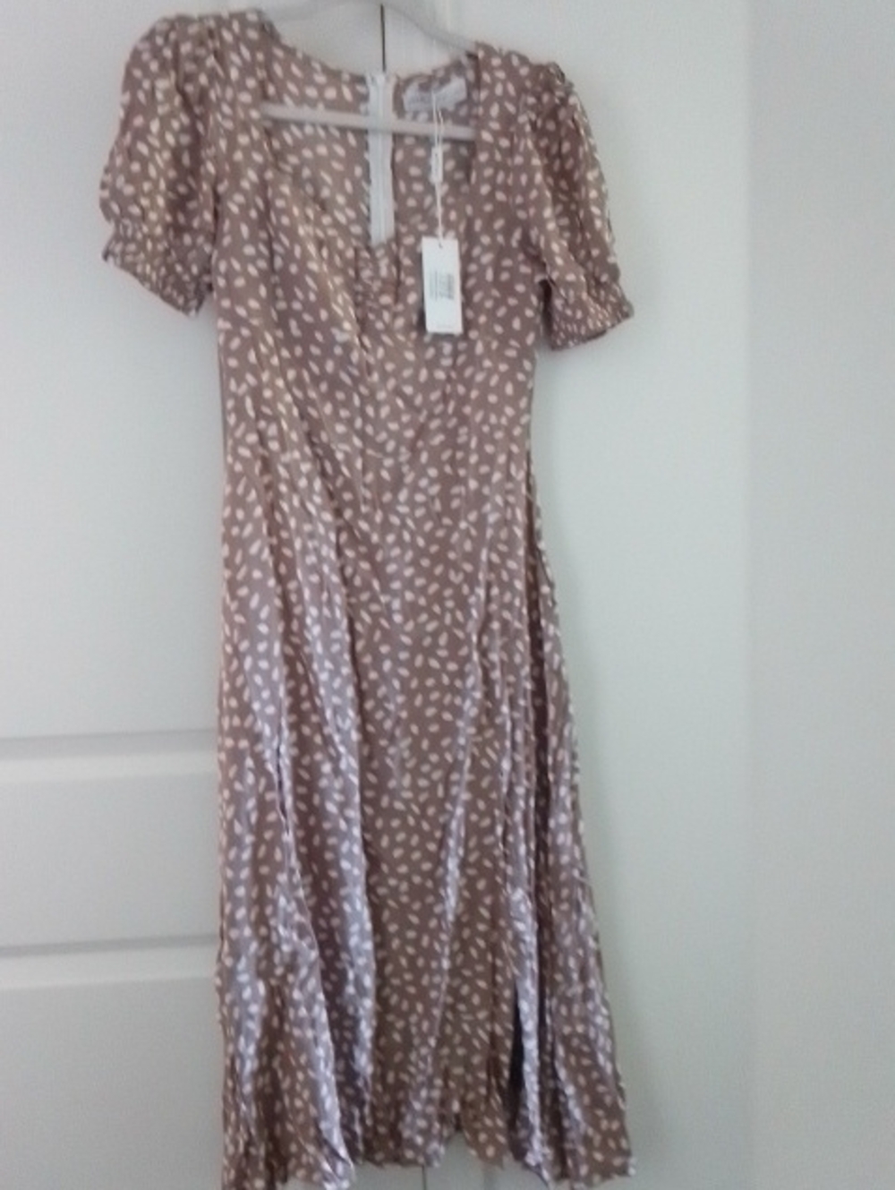 Petal & Pup Taupe Printed Mocha Midi Dress